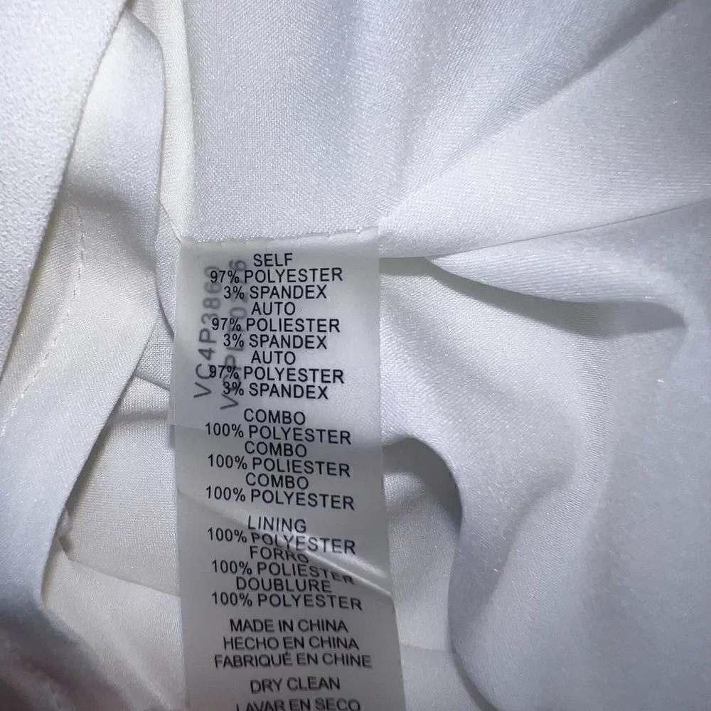VINCE CAMUTO Sleeveless White Dress Extra Layer Chiffon Neckline Size 6